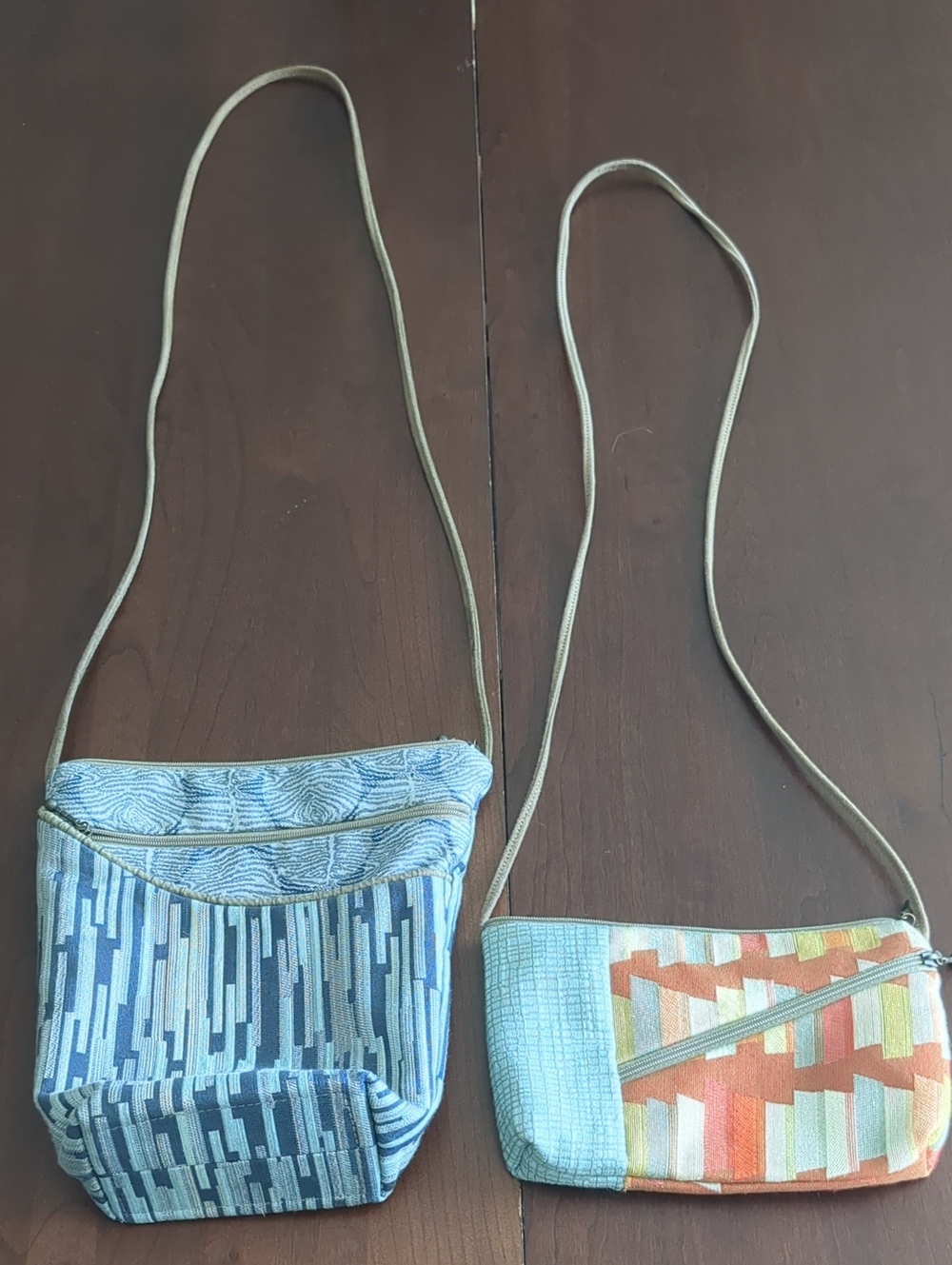 Two Maruca Crossbody Bags Blue Multi-Pattern And Orange